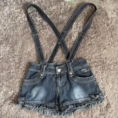 メゾピアノ デニム ショートパンツ サスペンダー付き 140