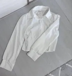 【新品未使用】ホワイト 襟付き クロップドシャツ