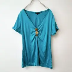 ESCADA ターコイズ Vネック半袖Tシャツ 40【M】のサムネイル