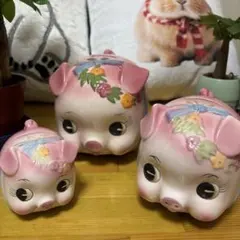 ピギーバンク 豚 貯金箱 大 小2体ピンク ぶたちゃんの貯金箱 加藤工芸
