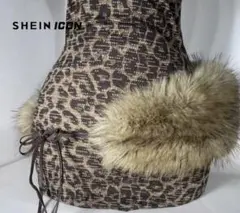 SHEIN ICON レオパード柄 ファー付きレッグウォーマー