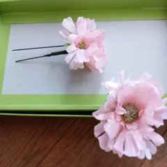 ピンク花飾り かんざし2個セット