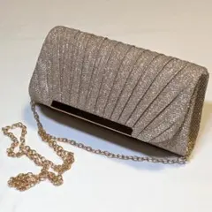 【未使用】小さめパーティーバッグ 結婚式 フォーマル ゴールドラメ