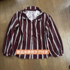 MAJESTIC LEGON バーガンディ ストライプ 長袖シャツ M