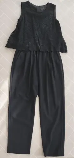 Ray BEAMS　黒 レース オールインワン パンツドレス