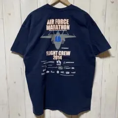 US AIRFORCE 米軍 空軍 ミリタリー マラソン 両面プリント Tシャツ