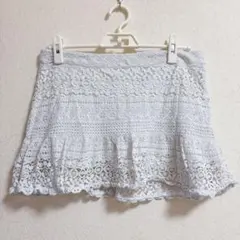 H&M 総レース ミニスカート ホワイト 裏地付き 春夏【L】