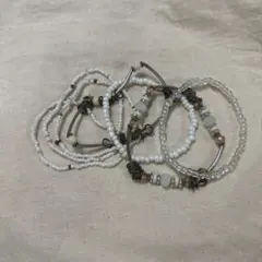 ホワイトビーズブレスレットセット