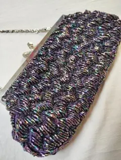 パーティーバッグ ビーズバッグ 結婚式 パープル レトロ アンティーク