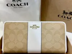 COACH ベージュ ホワイト 長財布　コーチ