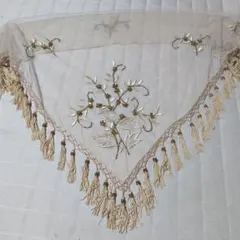 花柄刺繍ストール フリンジ付き
