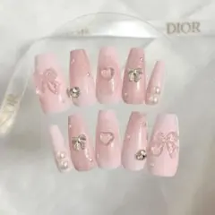 ネイルチップ 現品 韓国 量産型 フレンチガーリー チーク ワンホン ちゅるん