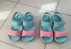 adidas キッズサンダル グリーン/ピンク 16cm 双子 2点セット