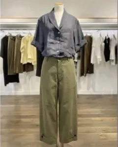 SLOBE IENA Le Denim ワイドパンツ 38 カーキ 綿 2WAY