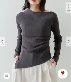 センスオブプレイス アシメデザインセーター　チャコール