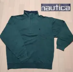 nautica ノーティカ 刺繍 ワンポイント ハーフジップ グリーン 緑 L