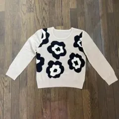 花柄ジャガード 長袖ニット ベージュのサムネイル
