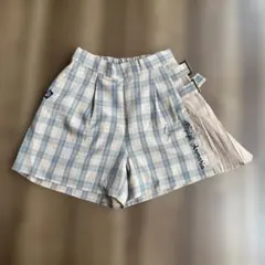 チェック柄プリーツショートパンツ