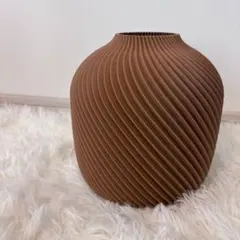 ⭐️新品箱付き⭐️3Dプリント フラワーベース 花瓶 北欧モダン スパイラル 茶のサムネイル