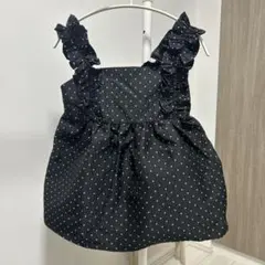 ドット柄フリルビスチェ 黒