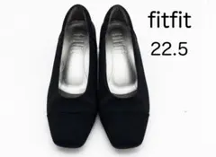 【美品】fitfit パンプス ブラック　ストレッチ素材のサムネイル