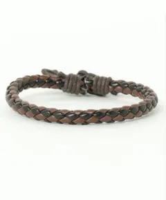 ★新品★SILVER BULLET PUレザー編み込みブレスレット/黒×茶
