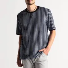 【未使用】NICOLE CLUB FOR MEN ラッセルレースTシャツ ブルー