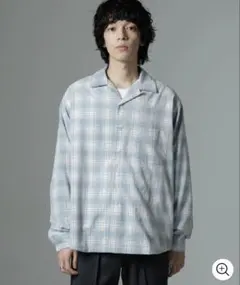 ナノユニバース　24AWチェックシャツコール　オープンカラーシャツ　長袖
