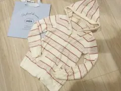 美品♪pique フード付きルームウェア ボーダーパーカー