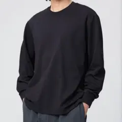 ユニクロ エアリズムコットン クルーネックT 長袖 UNIQLO 黒 ブラック