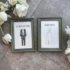 結婚式　受付サイン　ウェルカムスペース　タキシード&ドレス　アンティーク