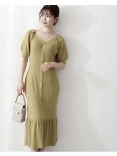 プロポーションボディドレッシング デコルテフロント釦マーメイドニットワンピース