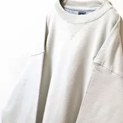 チャンピオン ロゴ刺繍 スウェットトレーナー ライトベージュ XL 古着