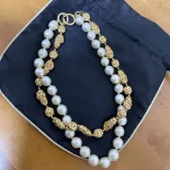 CHANEL シャネル　ビンテージネックレス　ゴールド　パール　ロゴ