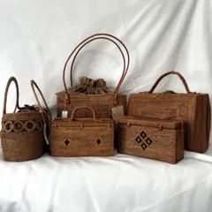 アタバッグ5点セット 2点タグ付 バリ工芸