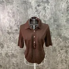美品◆Ballsey【S】シルク100% シアーポロ プルオーバー/ブラウン 絹のサムネイル