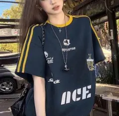 ネイビー ロゴプリント 半袖Tシャツ