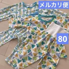 西松屋他　ベビー　長袖　半袖　腹巻き付き　パジャマ　2枚セット　サイズ80