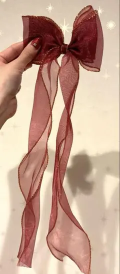 赤×ゴールド/ピンク×ゴールドサテンリボン/2個セット