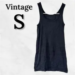 タンクトップ 【S】 ブラック 黒 ノースリーブ シンプル 無地 タイト インナ