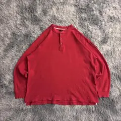 RED HEAD 00s ワッフルサーマルヘンリーネックロンt レッド