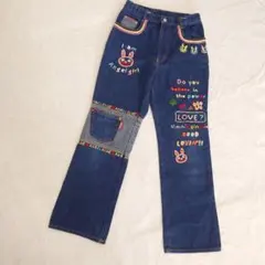 エンジェルブルー　Gパン ズボン　140紺　うさぎ　くま　刺繍　平成レトロ