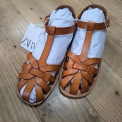 ZARA ブラウン 編み込みサンダル 38　ザラキッズ　ZARAKIDS　ザラ