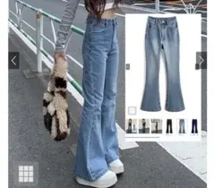 ハイウエストフレアデニムパンツ