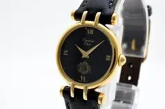 稼働 Dior ディオール レディース腕時計 黒文字盤 ゴールド クォーツ