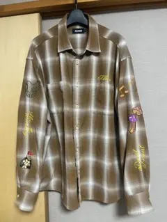 XLARGE ブラウン チェック柄 長袖ネルシャツ L