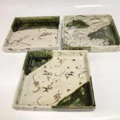 ③織部扇形開扇向付刺身皿三角皿4客セット|mercari商品代購│mercari