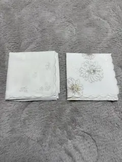 ウェディング　ハンカチ　2枚組　ホワイト