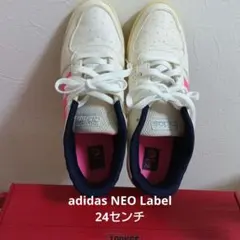 adidas NEO LABEL スニーカー 24センチ ホワイト×ピンク
