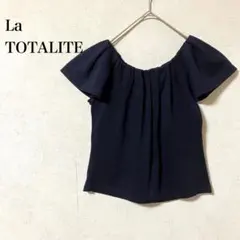 【ラトータリテ】 半袖ギャザーカットソー トップス ネイビー系 オフショルにものサムネイル
